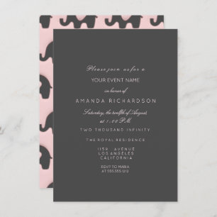 Invitation Eléphant Parties scintillant rose Baby shower rose