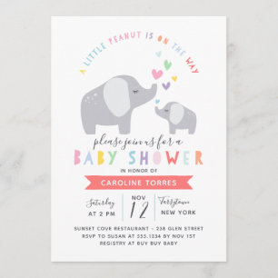 Invitation Eléphant Petit Arachide   BABY SHOWER   Arc en cie