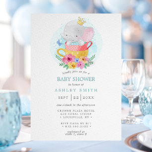 Invitation Elephant Prince Teacup Baby shower garçon