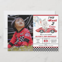 Elephant Red Race Car Deux Fast 2e Anniversaire