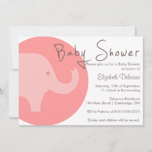 Invitation Eléphant rose C'est une fille Baby shower Invitati