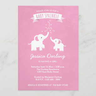 Invitation Eléphant rose Fille bébé saupoudrer douche Invitat