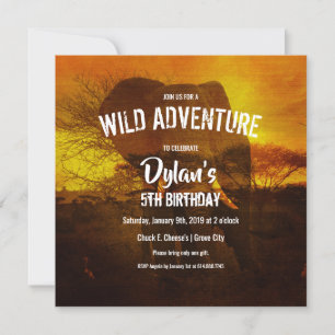 Invitation Elephant Safari fête d'anniversaire
