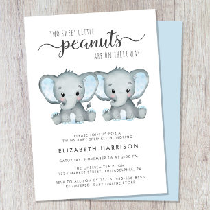 Invitation Elephant Twin Boys Baby Sprinkl