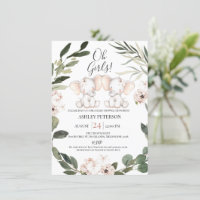 Elephant Twins Floral Greenery Baby shower de cour