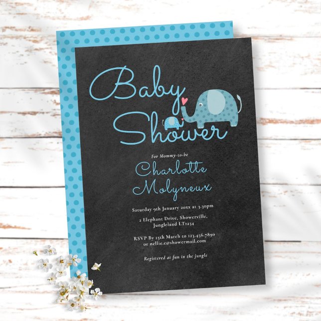 Invitation Éléphants à pois Baby Shower / Sprinkle Boho (Créateur téléchargé)