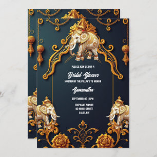 Invitation éléphants indiens marine or royal décoratif hindu