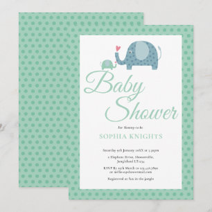 Invitation Éléphants Mignons à Points Bébé / Sprinkle