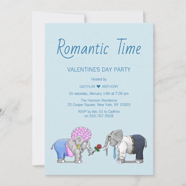 Invitation Éléphants mignons de la Saint-Valentin (Devant)