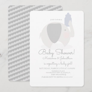 Invitation Éléphants Minimalistes Fête de Naissance Garçons B