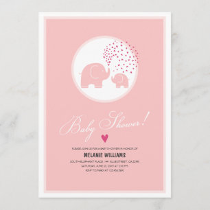 Invitation Eléphants roses élégants Baby Girl Douche Invitati