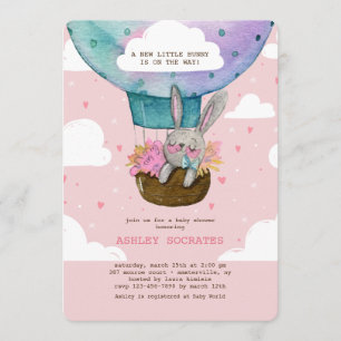 Invitation élevée volante de baby shower de lapin