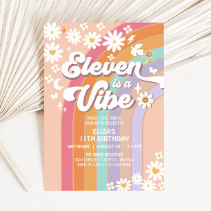 Invitation Eleven est un anniversaire Daisy Rainbow Groovy vi