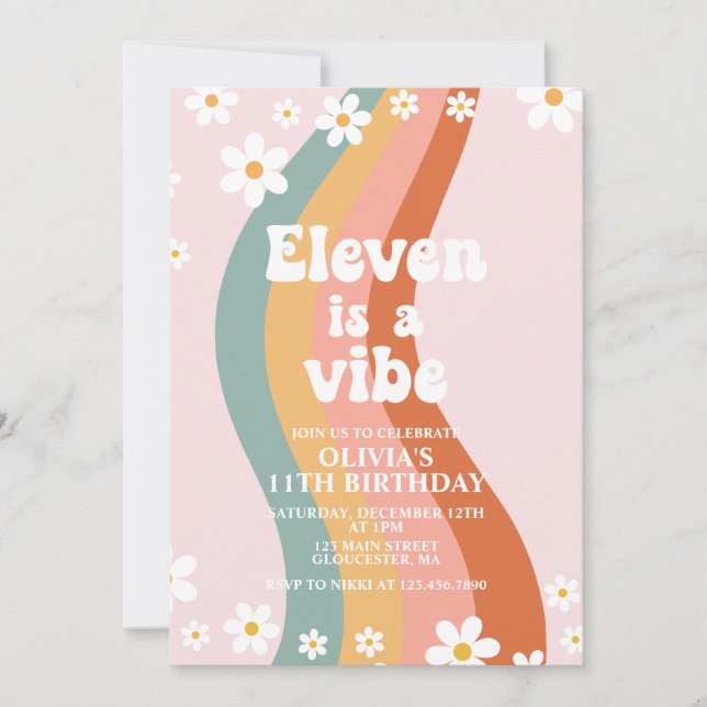 Invitation Eleven is a Vibe ambiance arc-en-ciel groovy 11e a (Devant)