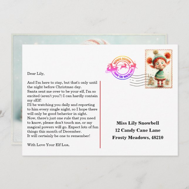 Invitation Elf Arrival Letter | North Pole Welcome Message (Devant / Derrière)