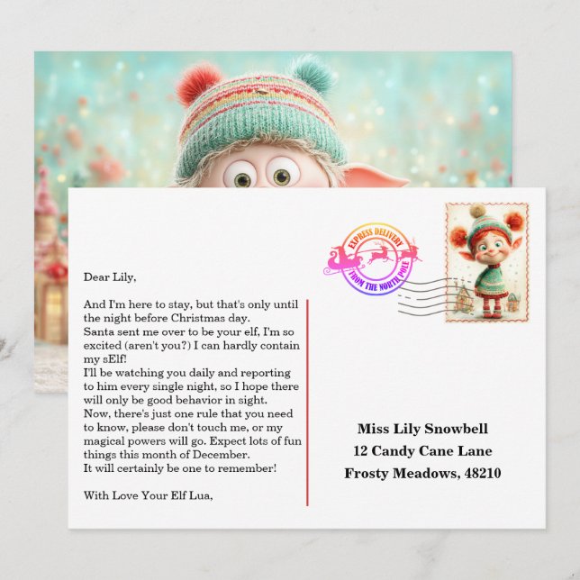 Invitation Elf Arrival Letter | North Pole Welcome Message (Devant / Derrière)