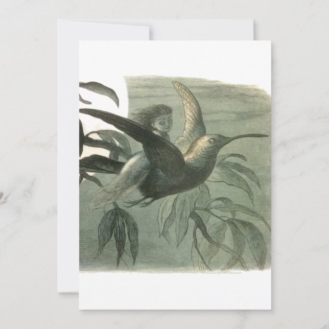 Invitation Elf Fairies Elves Lune Scène nocturne Oiseau Volan (Dos)