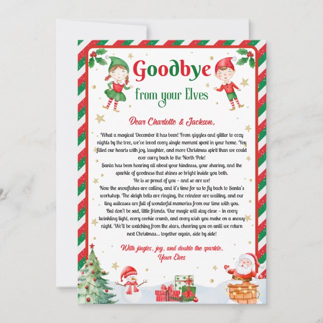 Invitation Elf Goodbye Letter Goodbye from Elf Christmas (Devant)