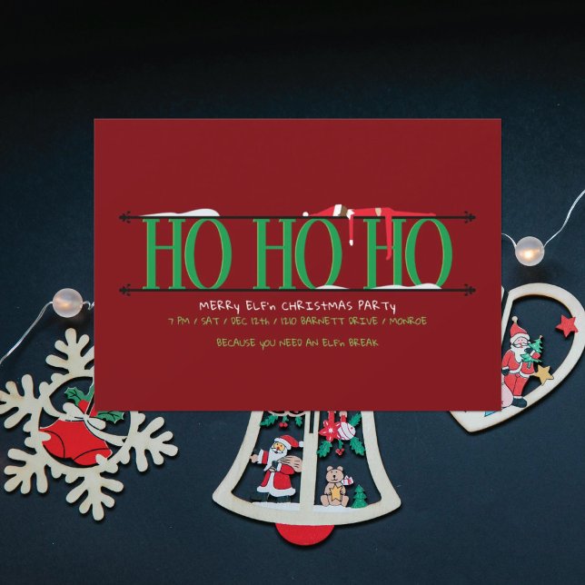 Invitation Elf Shenanigans Ho Ho Fête de Noël (Créateur téléchargé)