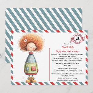 Invitation Elfe enchantée   Fête du pull moche du Pôle Nord 