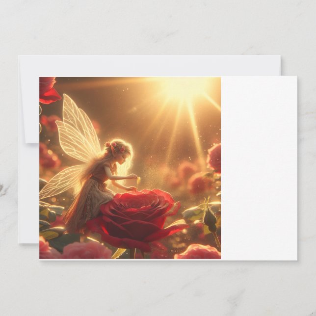 Invitation Elfe pollinise la rose rouge avec l'amour (Devant)