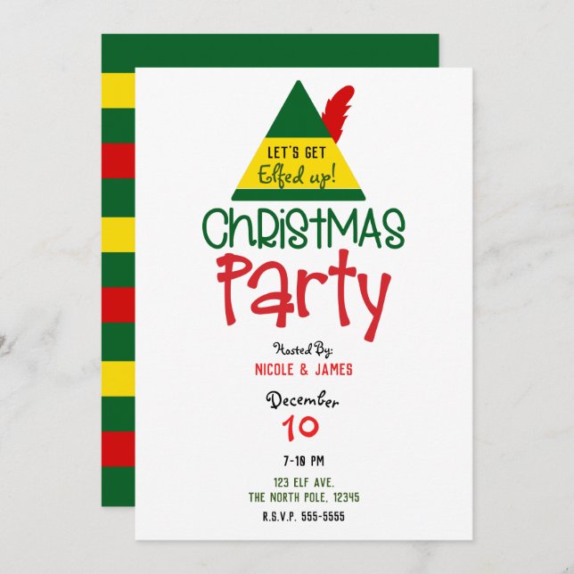 Invitation Elfed Holiday Christmas Elf Party (Devant / Derrière)
