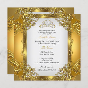 Invitation Elite Golden White Pearl Lace Tiara Anniversaire 2