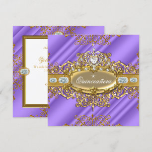 Invitation Élite Quinceañera Violet Argent Or 15e Anniversair
