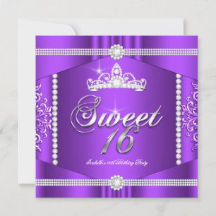 Invitation Elite Violet Dentelle Princesse Fête Sweet 16 Diam