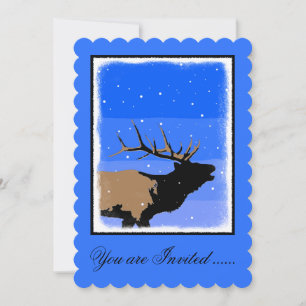 Invitation Elk bouillonnant en hiver - Art original de la fau