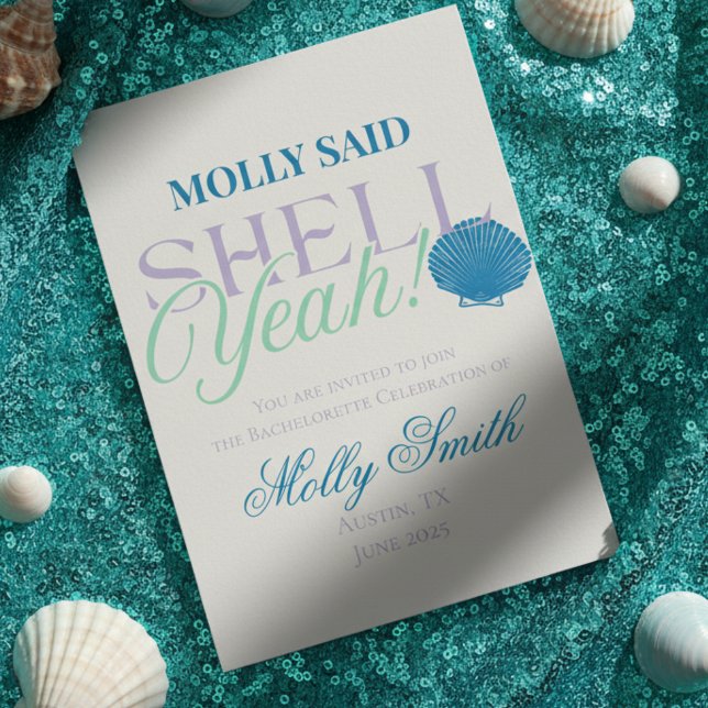 Invitation Elle a dit coquillage ouais – Enterrement de vie d (Make waves with this playful “She Said Shell Yeah” design!)