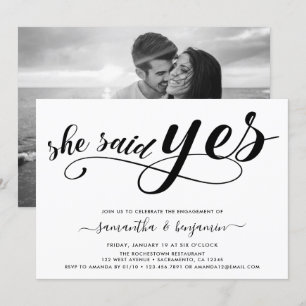 Invitation Elle A Dit Oui Black & White Photo Engagement Part