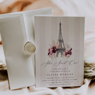 Invitation Elle a dit Oui Blush Floral Paris Enterrement de V