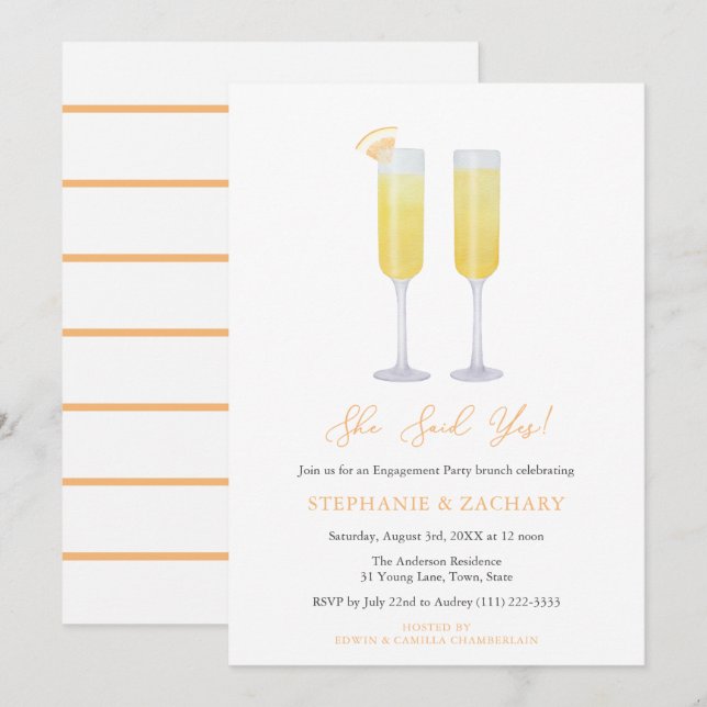 Invitation Elle A Dit Oui Brunch Bubbly (Devant / Derrière)