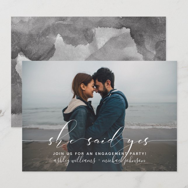 Invitation Elle A Dit Oui Calligraphie (Devant / Derrière)