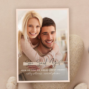 Invitation Elle A Dit Oui Calligraphie Blush Gold Fiançailles