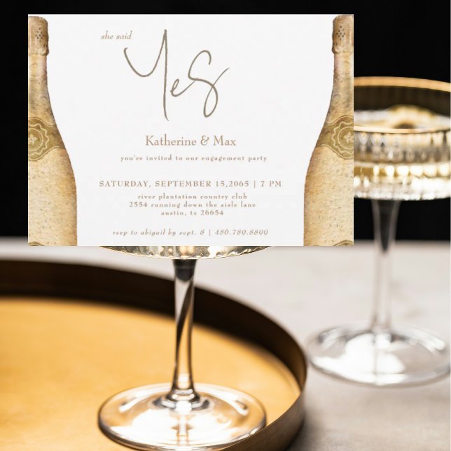 Invitation Elle a dit oui Champagne Fête de Fiançailles  (Créateur téléchargé)