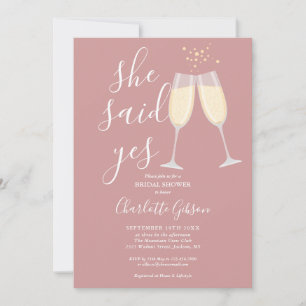 Invitation Elle a dit oui Champagne Réception de Mariage Dust