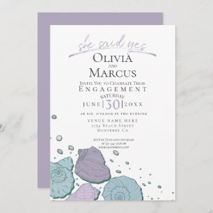 Invitation Elle A Dit Oui Coquille Fiançailles Lilac Dusty Bl