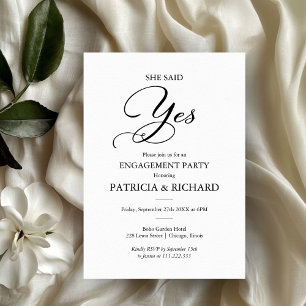 Invitation Elle a dit oui Écriture élégante Fête de fiançaill