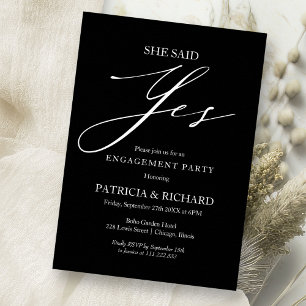 Invitation Elle a dit oui Élégante Fête de Fiançailles