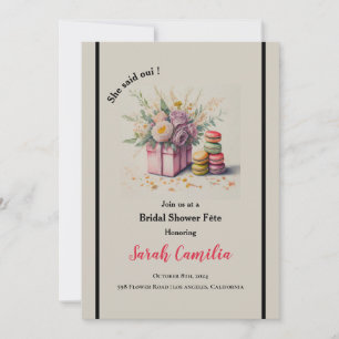 Invitation Elle A Dit Oui Macaron Fête des mariées française