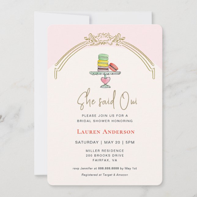 Invitation Elle a dit Oui Macaron Parisien    (Devant)