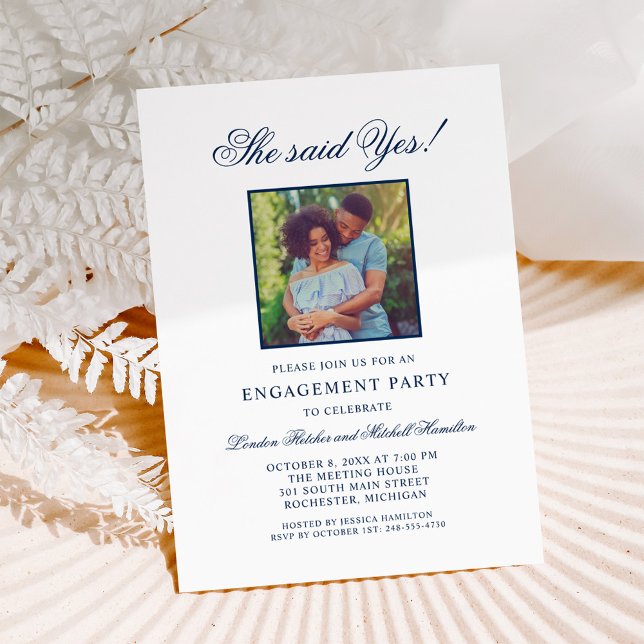 Invitation Elle a dit oui Mariage naval Engagement (Créateur téléchargé)