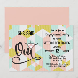 Invitation Elle a dit oui oui parti engagement moderne