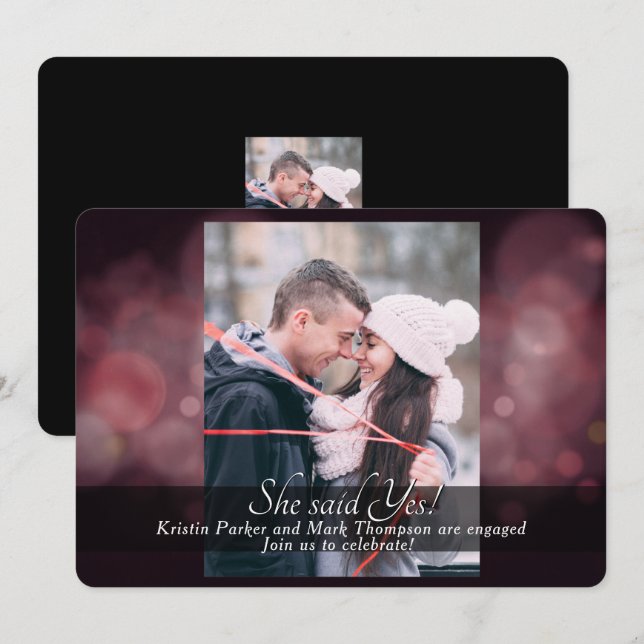 Invitation Elle A Dit Oui Parti Engagement Bourgogne (Devant / Derrière)