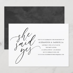 Invitation Elle A Dit Oui Partie D'Engagement De Script Noir