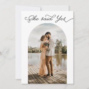 Invitation Elle A Dit Oui Wedding shower Photo Couple Engagé