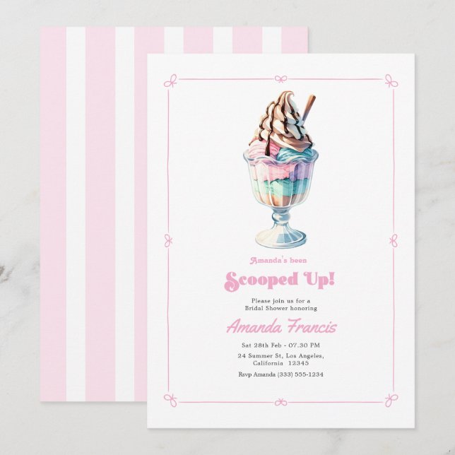 Invitation Elle a été écoper! Fête de mariage de glace pastel (Devant / Derrière)