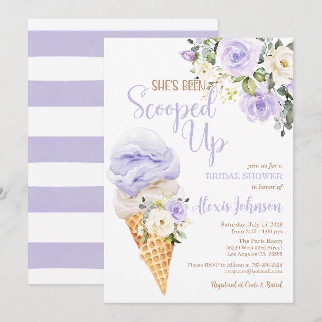 Invitation Elle a été ramassée Baby Shower (Violet) (Devant / Derrière)